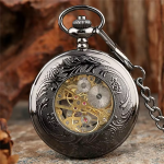 Reloj de bolsillo esqueleto mecánico de cuerda manual