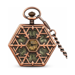 Reloj de bolsillo esqueleto mecánico hexagonal