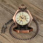Reloj de bolsillo esqueleto mecánico hexagonal