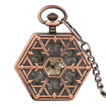 Reloj de bolsillo esqueleto mecánico hexagonal