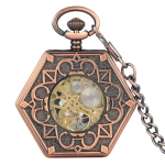 Reloj de bolsillo esqueleto mecánico hexagonal