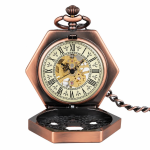 Reloj de bolsillo esqueleto mecánico hexagonal