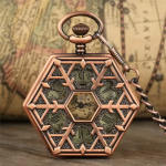 Reloj de bolsillo esqueleto mecánico hexagonal