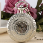 Reloj de bolsillo esqueleto mecánico plateado
