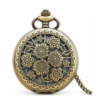 Reloj de bolsillo floral de cuarzo color bronce