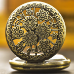 Reloj de bolsillo floral de cuarzo color bronce
