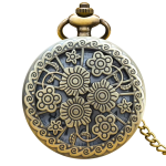 Reloj de bolsillo floral de cuarzo color bronce