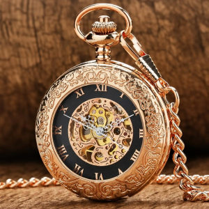 Reloj de bolsillo half hunter con cadena