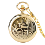Reloj de bolsillo hunter mecánico de cuerda manual — Dorado