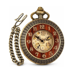 Reloj de bolsillo mecánico, acabado bronce y cifras romanas