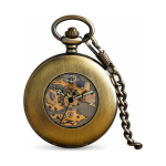 Reloj de bolsillo mecánico automático esqueleto de aleación