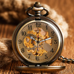 Reloj de bolsillo mecánico automático esqueleto de aleación