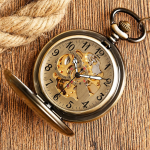 Reloj de bolsillo mecánico automático esqueleto de aleación