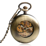 Reloj de bolsillo mecánico automático esqueleto de aleación