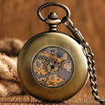 Reloj de bolsillo mecánico automático esqueleto de aleación