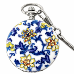 Reloj de bolsillo mecánico azul y blanco