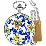 Reloj de bolsillo mecánico azul y blanco