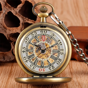 Reloj de bolsillo mecánico con caja grabada