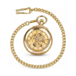 Reloj de bolsillo mecánico con esfera abierta en dorado