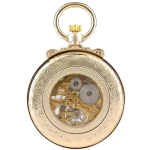 Reloj de bolsillo mecánico con esfera abierta en dorado
