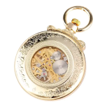 Reloj de bolsillo mecánico con esfera abierta en dorado