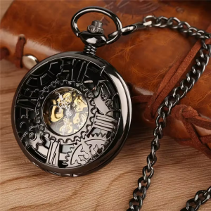 Reloj de bolsillo mecánico con esfera esqueletizada