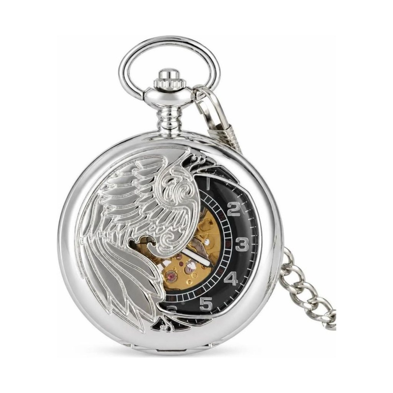 Reloj de bolsillo mecánico con fénix calado