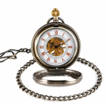 Reloj de bolsillo mecánico con mecanismo a la vista