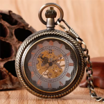 Reloj de bolsillo mecánico con mecanismo a la vista