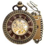 Reloj de bolsillo mecánico con números romanos vintage — Bronce
