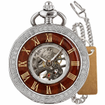 Reloj de bolsillo mecánico con números romanos vintage — Plateado