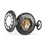 Reloj de bolsillo mecánico con números romanos y cadena