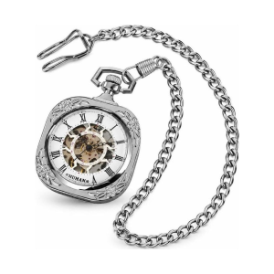 Reloj de bolsillo mecánico cuadrado con números romanos