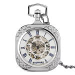 Reloj de bolsillo mecánico cuadrado con números romanos