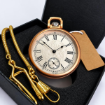Reloj de bolsillo mecánico de acero 316L en oro rosa