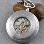 Reloj de bolsillo mecánico de acero inoxidable con cadena