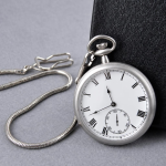Reloj de bolsillo mecánico de acero inoxidable con cadena