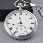 Reloj de bolsillo mecánico de acero inoxidable con cadena