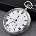 Reloj de bolsillo mecánico de acero inoxidable con cadena