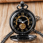 Reloj de bolsillo mecánico de esqueleto con caja calada