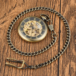 Reloj de bolsillo mecánico esqueleto con acabado bronce