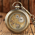 Reloj de bolsillo mecánico esqueleto con acabado bronce