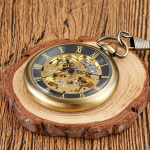 Reloj de bolsillo mecánico esqueleto con acabado bronce