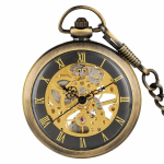 Reloj de bolsillo mecánico esqueleto con acabado bronce