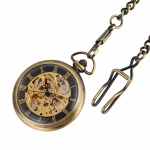 Reloj de bolsillo mecánico esqueleto con acabado bronce