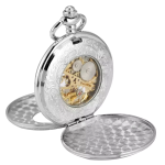 Reloj de bolsillo mecánico esqueleto con cadena de 30 cm