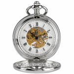 Reloj de bolsillo mecánico esqueleto con tapa calada