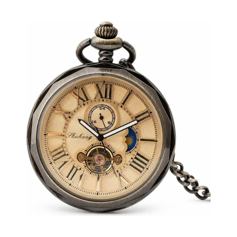 Reloj de bolsillo mecánico vintage con cadena