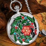 Reloj de bolsillo musical de cuarzo con cadena — Libélula plateada