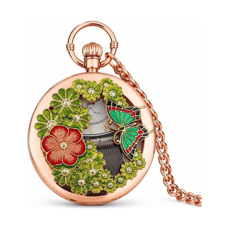 Reloj de bolsillo musical de cuarzo con cadena — Mariquita negra